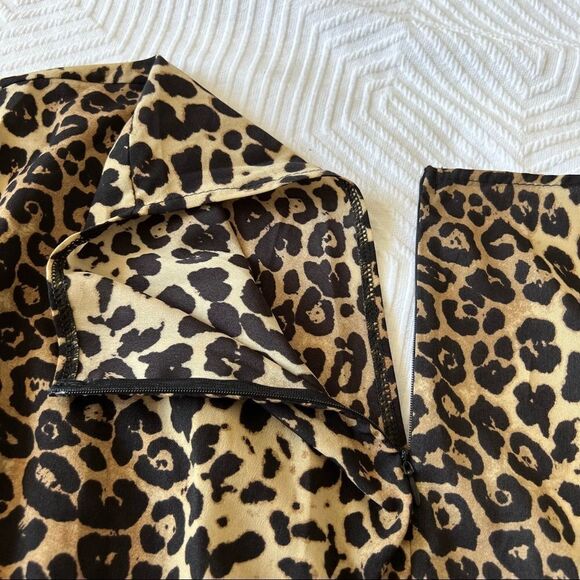 LEOPARD Animal Print V-Neck Maxi Dress Woman Size 1XL - Picture 5 of 7
